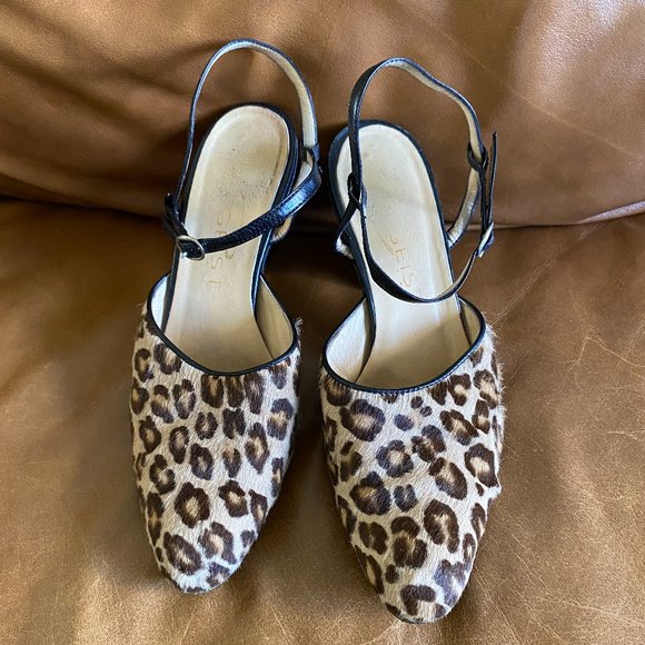 VIBRAM Leather Leopard Print Fur Shoes Size 7 - Picture 1 of 5